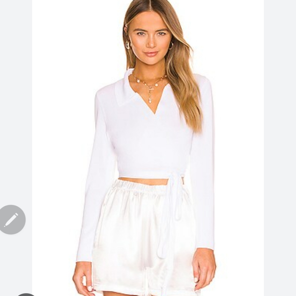 525 America Polo Wrap Top Bleach White